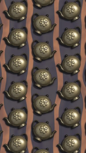 Old Teapots Fabric Design